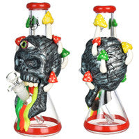 Pulsar Rainbow Puking Skull Beaker Water Pipe | 10.25" | 14mm F