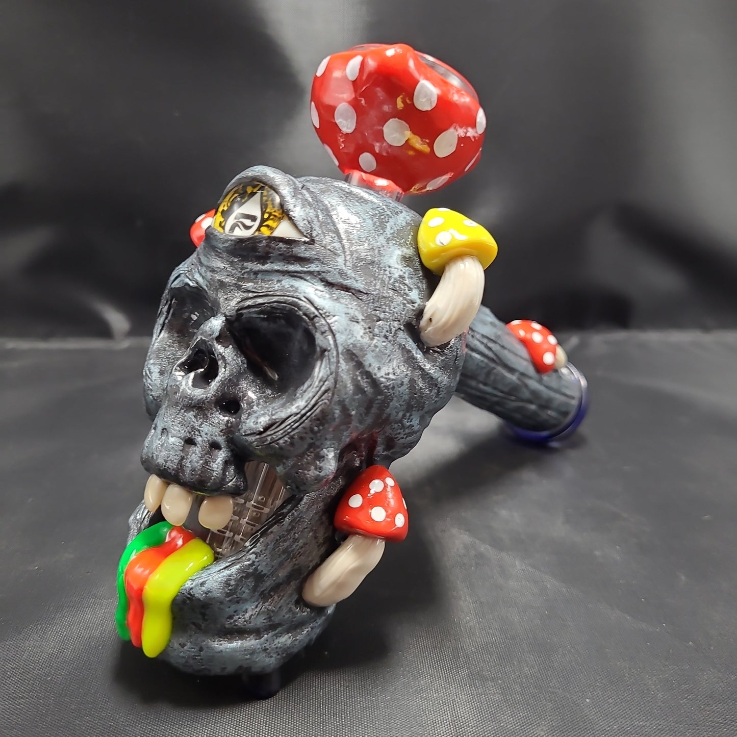 8" Pulsar Rasta Puking Skull Hammer Bubbler Pipe