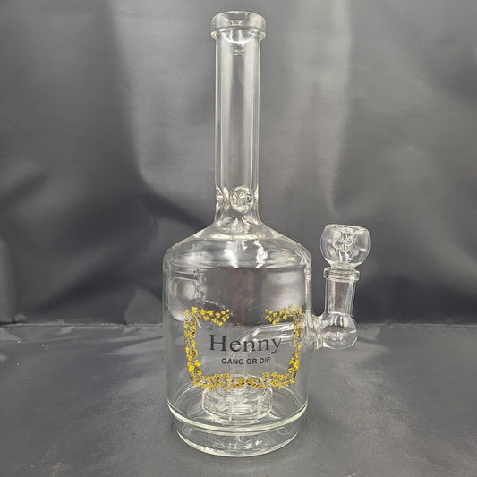 10" Henny Liquor Bottle Water Pipe 14mm Male Bowl Included