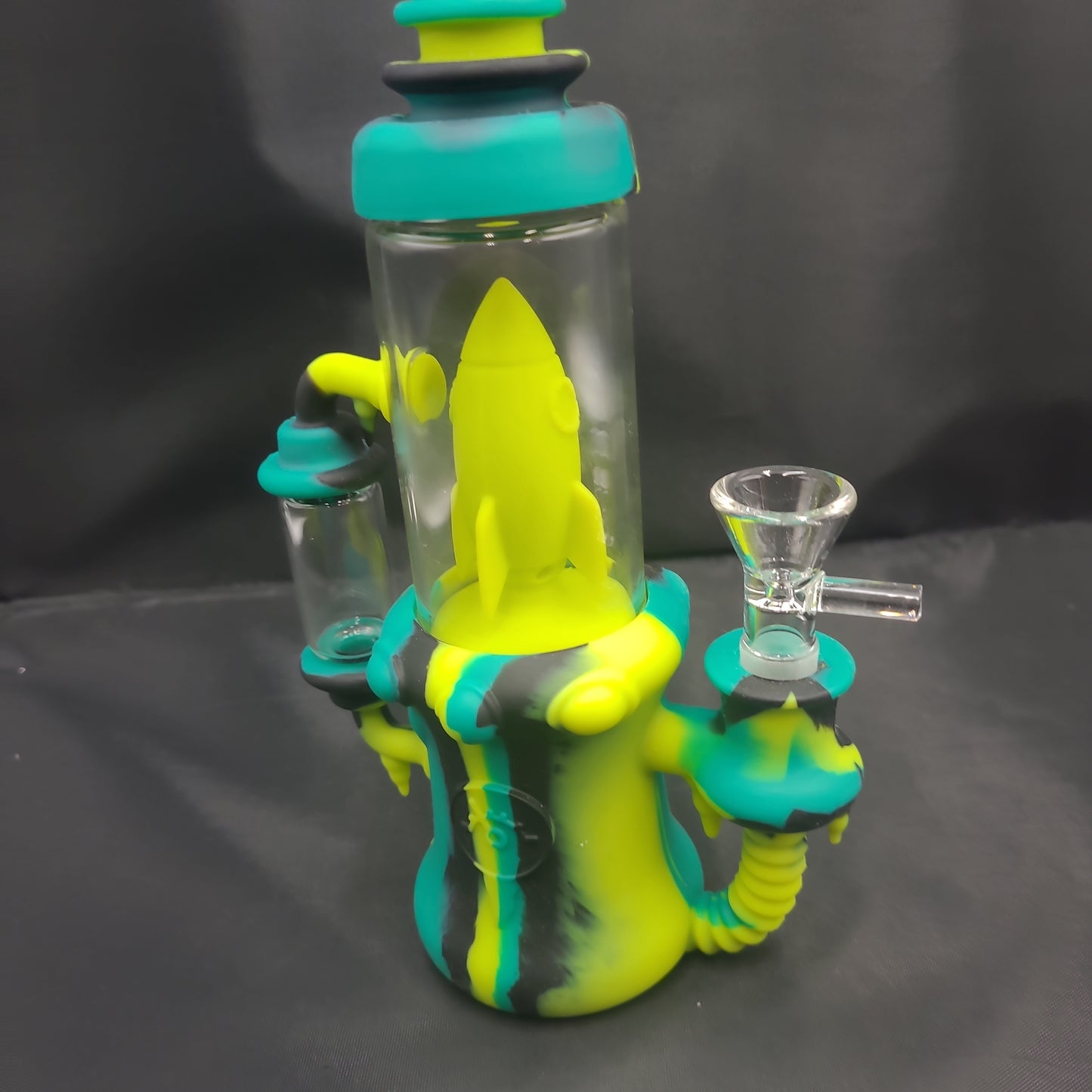 10" Silicone Drip Rocket Bong with 14mm Male Glass Bowl