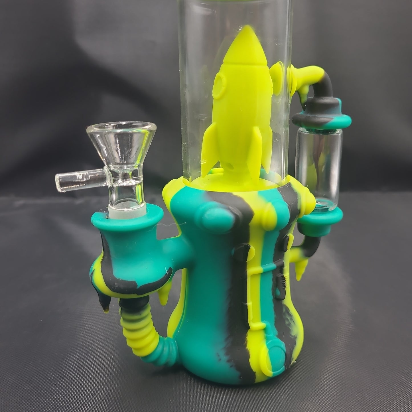 10" Silicone Drip Rocket Bong with 14mm Male Glass Bowl