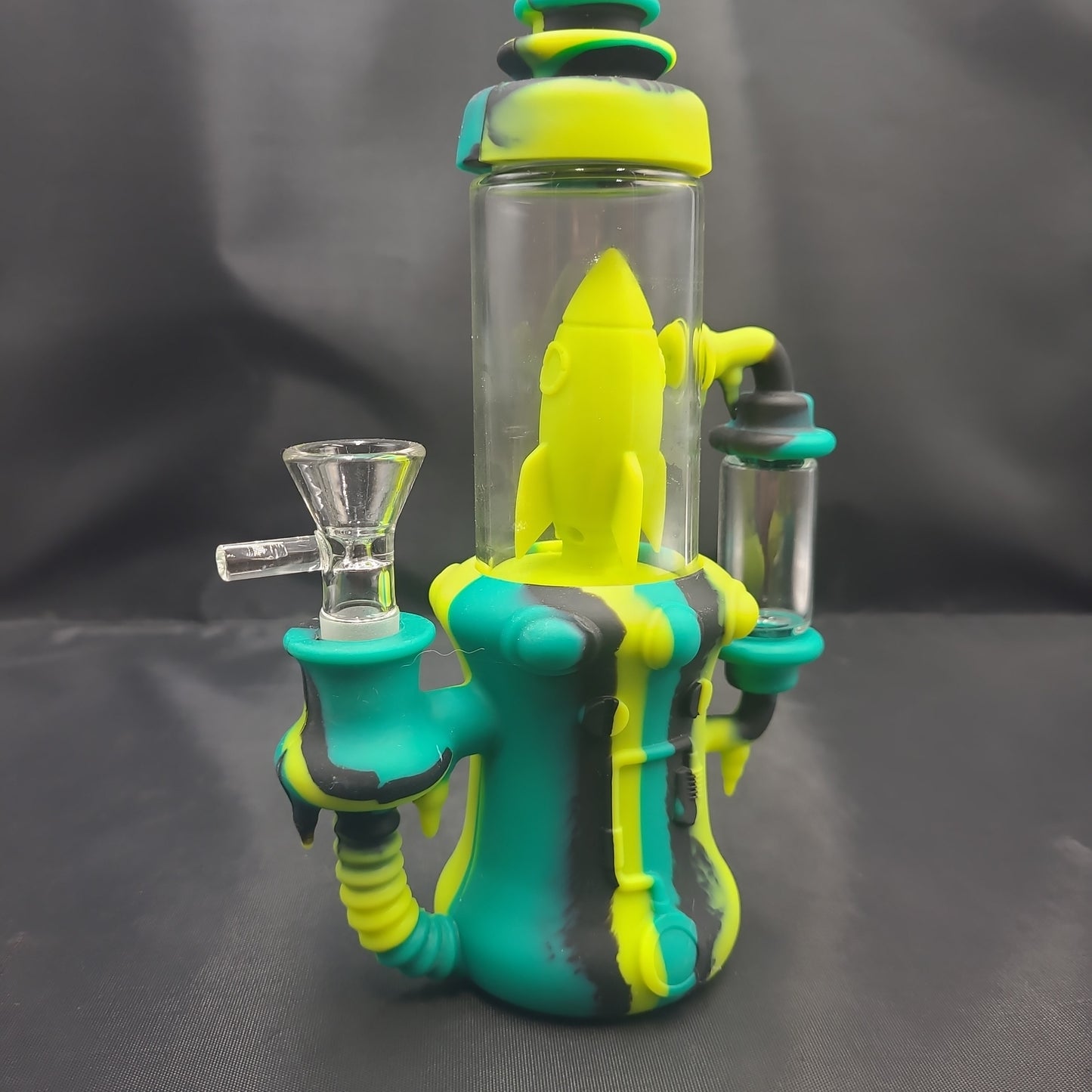 10" Silicone Drip Rocket Bong with 14mm Male Glass Bowl