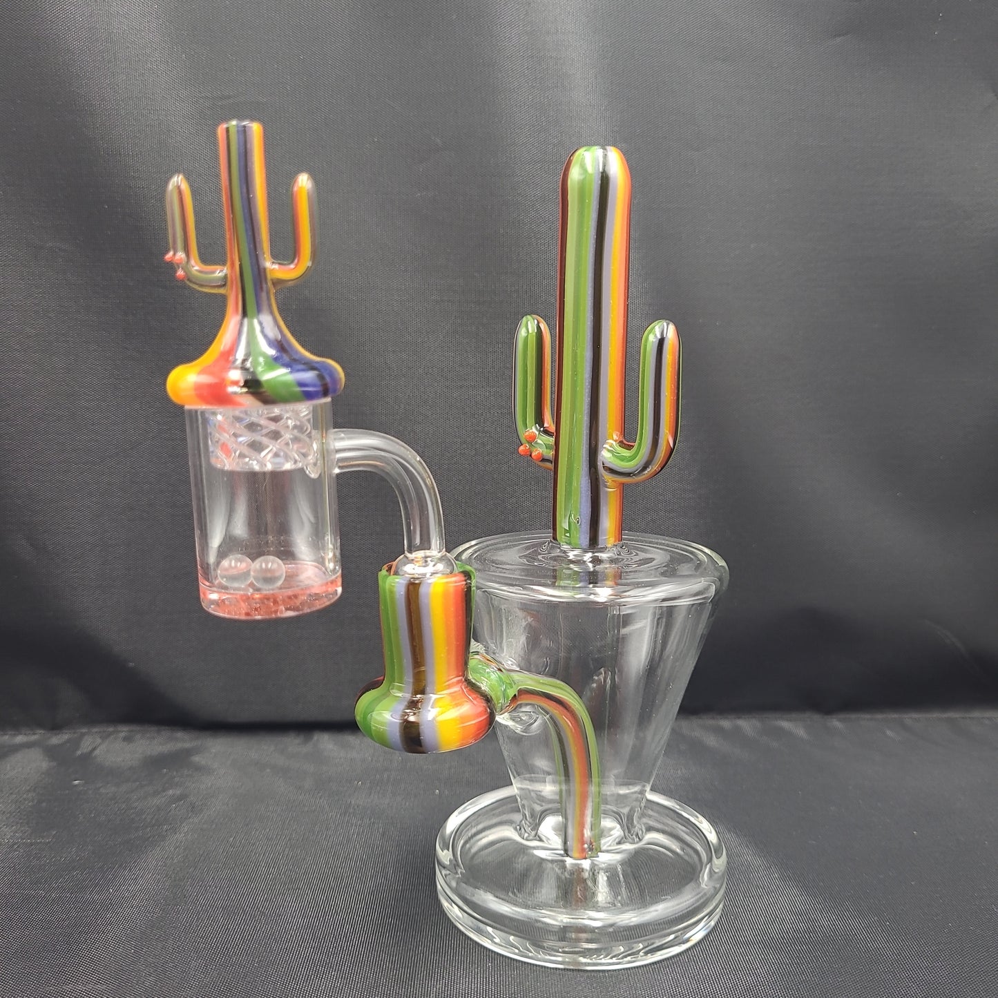 7.5" UV Color Striped Flowering Cactus Rig Matching Cactus Spin Cap Set