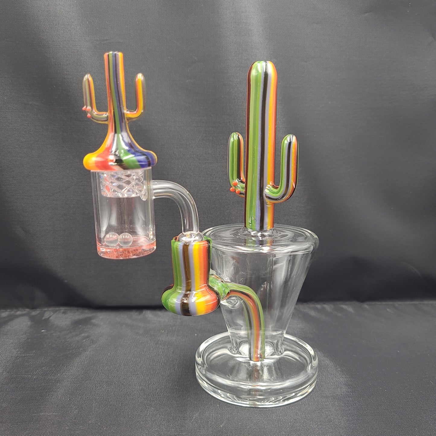 7.5" UV Color Striped Flowering Cactus Rig Matching Cactus Spin Cap Set