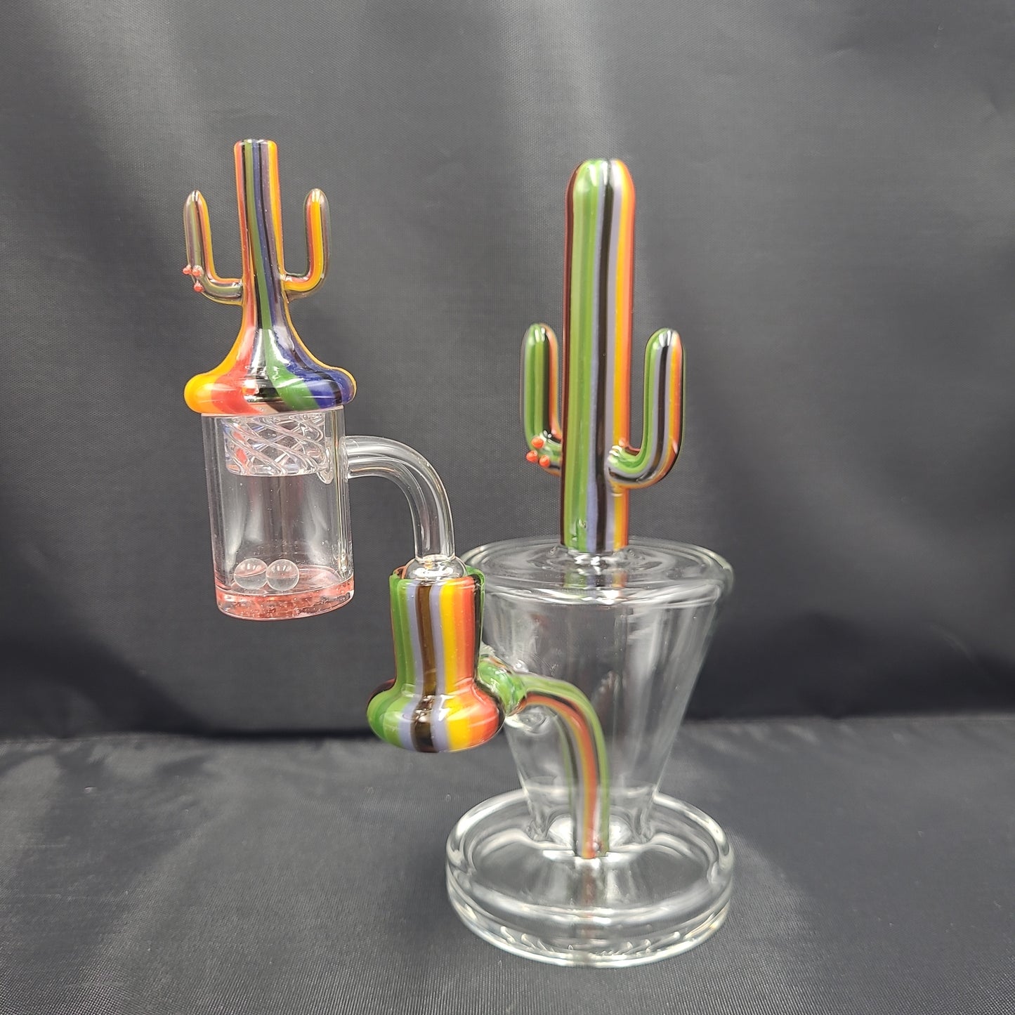 7.5" UV Color Striped Flowering Cactus Rig Matching Cactus Spin Cap Set