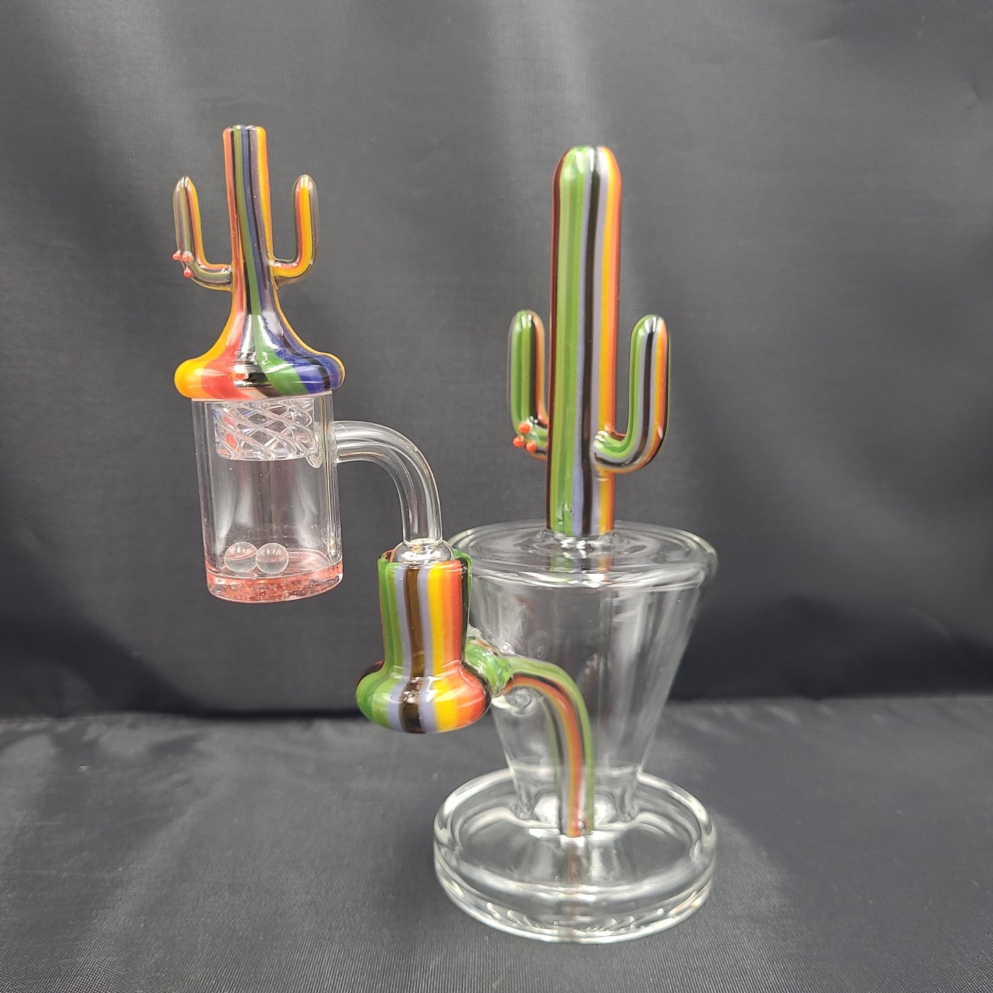 7.5" UV Color Striped Flowering Cactus Rig Matching Cactus Spin Cap Set