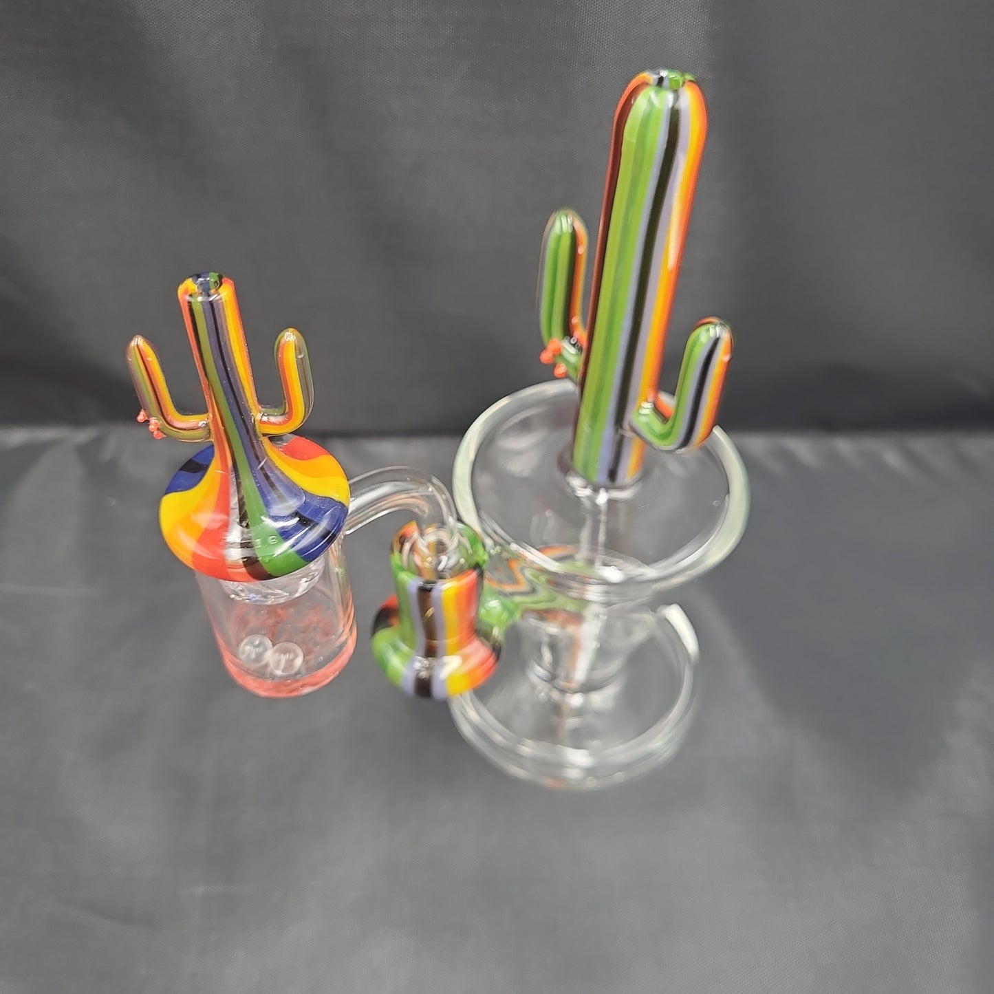 7.5" UV Color Striped Flowering Cactus Rig Matching Cactus Spin Cap Set