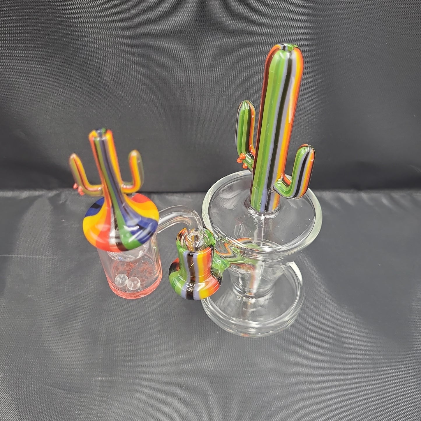 7.5" UV Color Striped Flowering Cactus Rig Matching Cactus Spin Cap Set