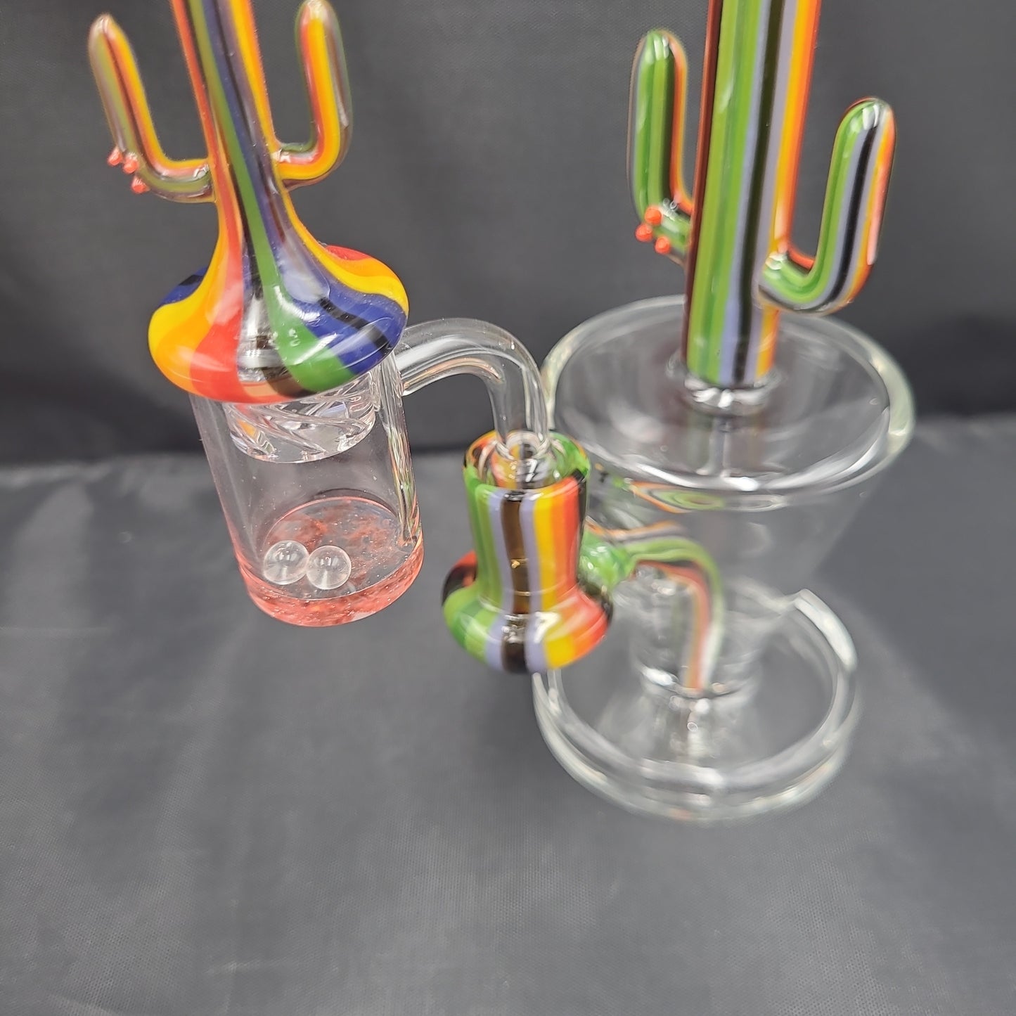 7.5" UV Color Striped Flowering Cactus Rig Matching Cactus Spin Cap Set