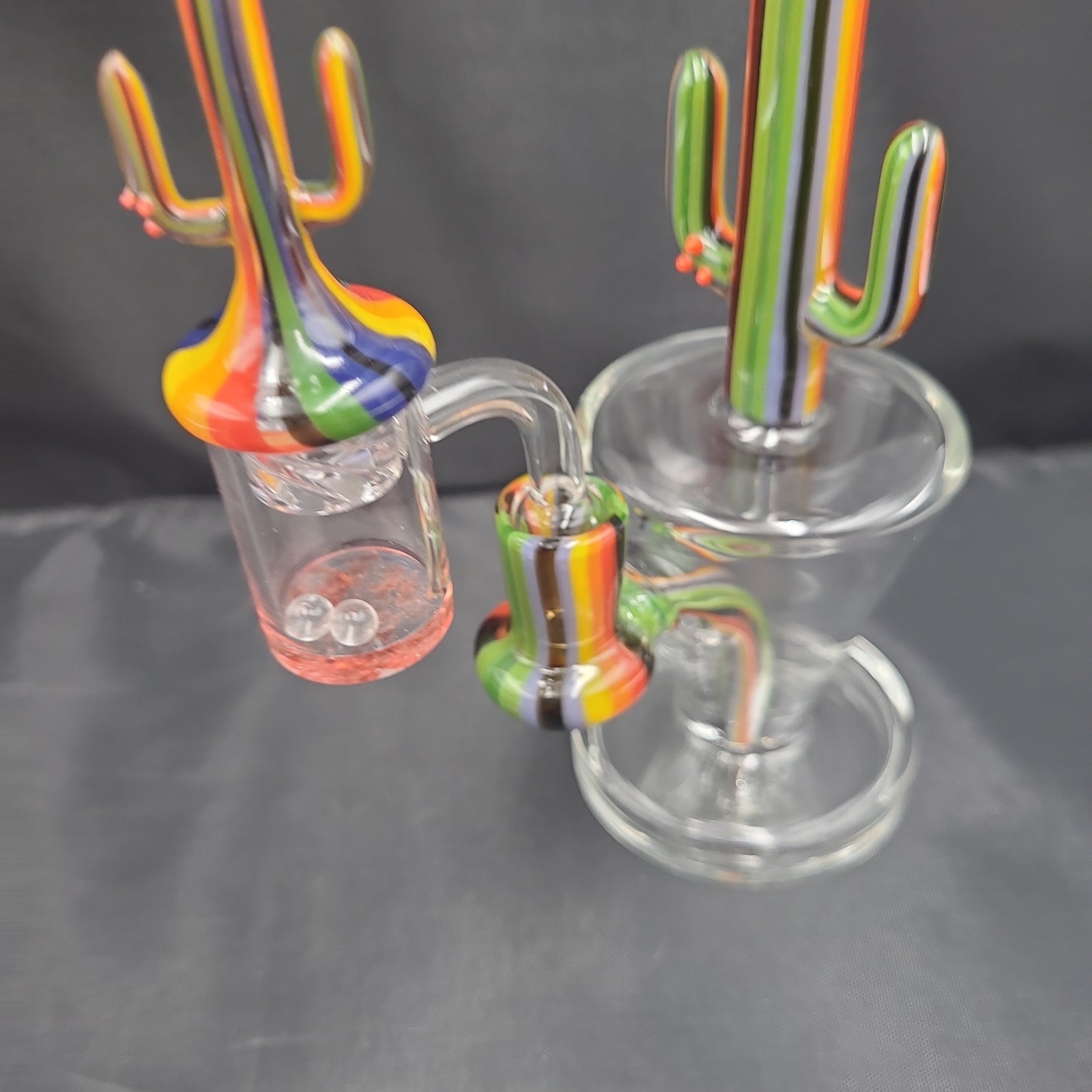 7.5" UV Color Striped Flowering Cactus Rig Matching Cactus Spin Cap Set