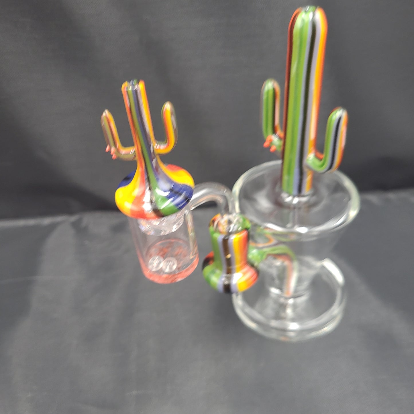 7.5" UV Color Striped Flowering Cactus Rig Matching Cactus Spin Cap Set