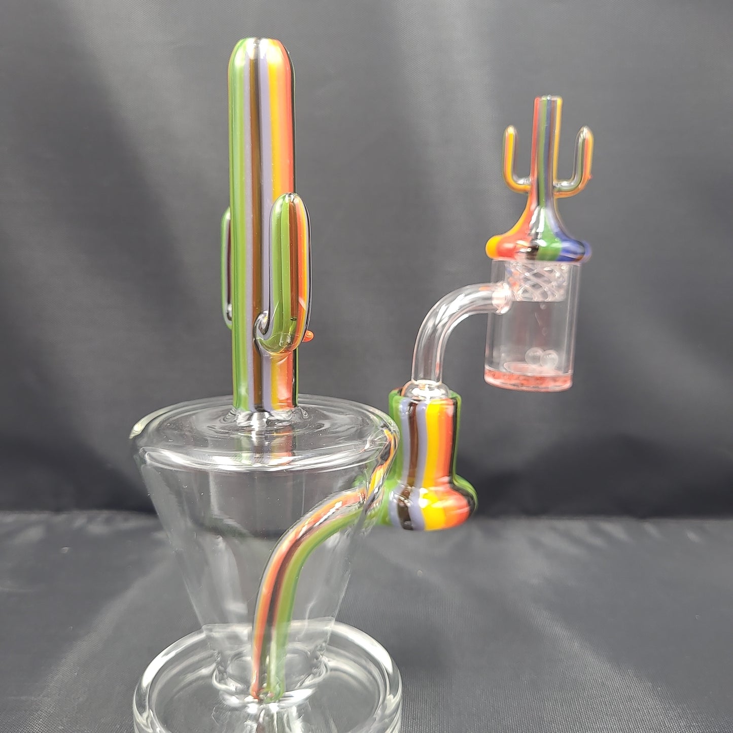 7.5" UV Color Striped Flowering Cactus Rig Matching Cactus Spin Cap Set