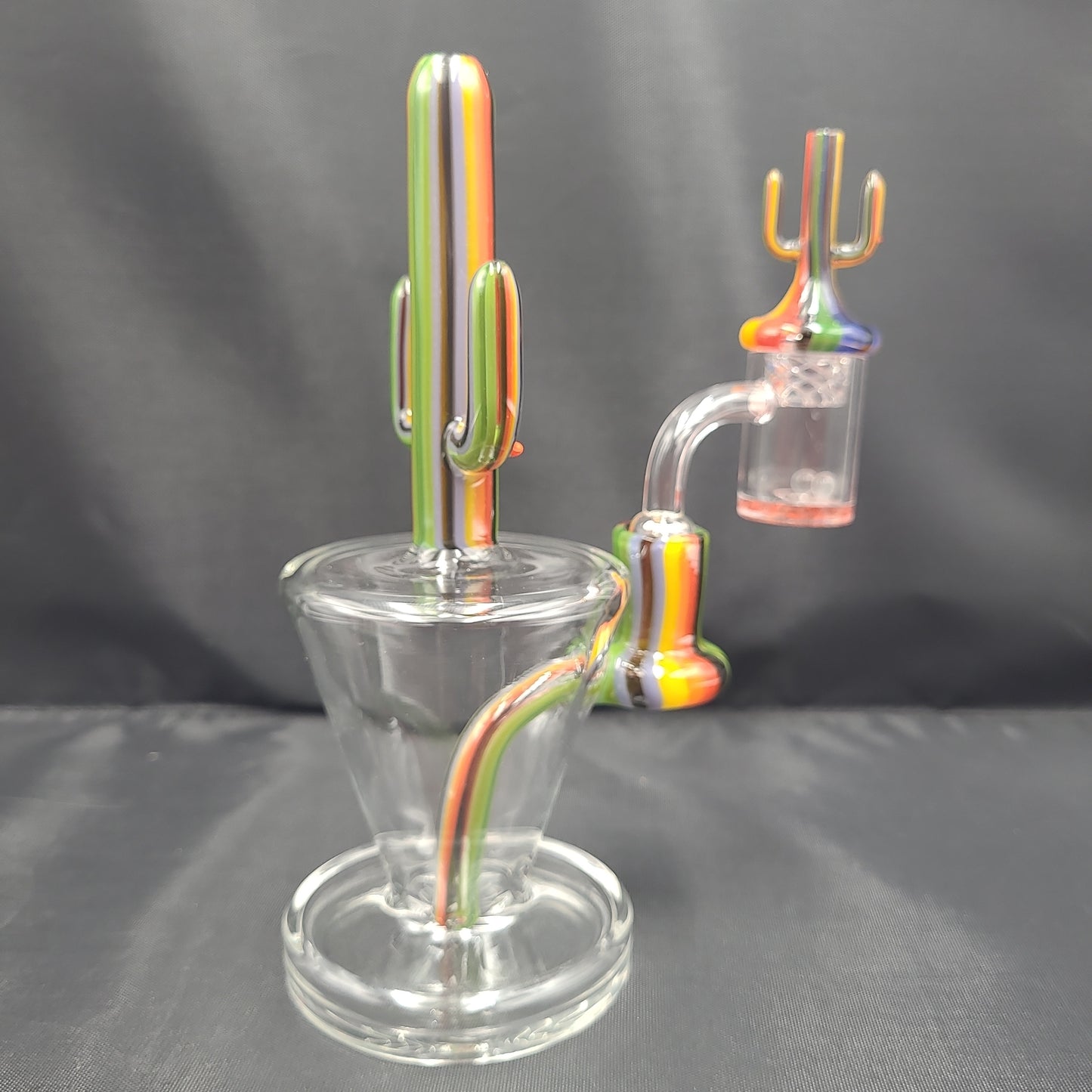 7.5" UV Color Striped Flowering Cactus Rig Matching Cactus Spin Cap Set