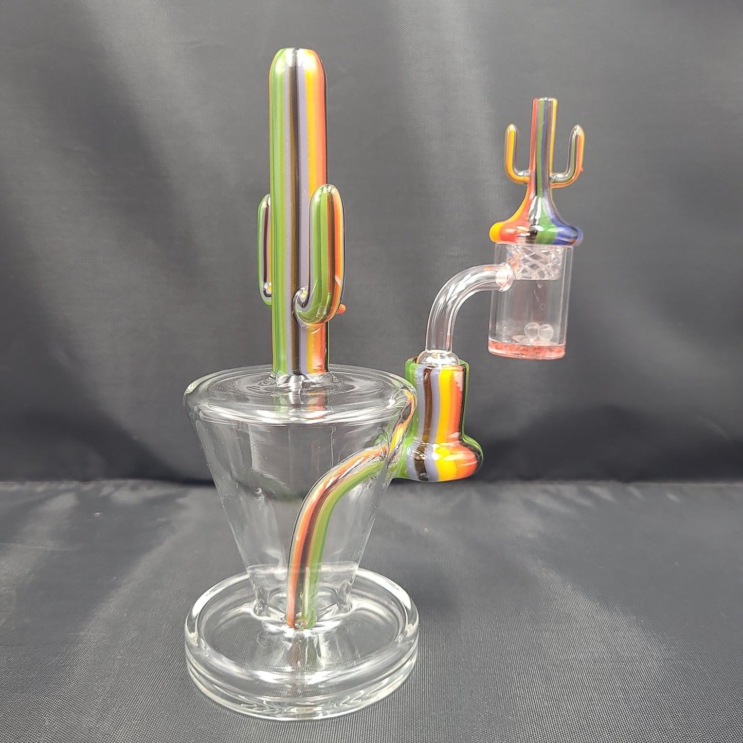 7.5" UV Color Striped Flowering Cactus Rig Matching Cactus Spin Cap Set