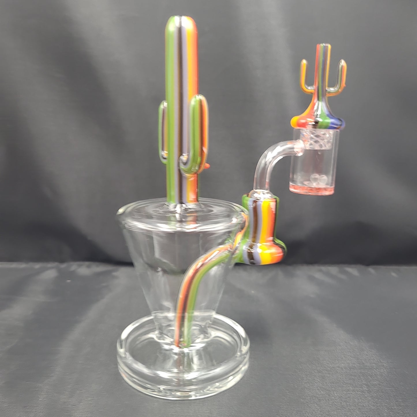 7.5" UV Color Striped Flowering Cactus Rig Matching Cactus Spin Cap Set