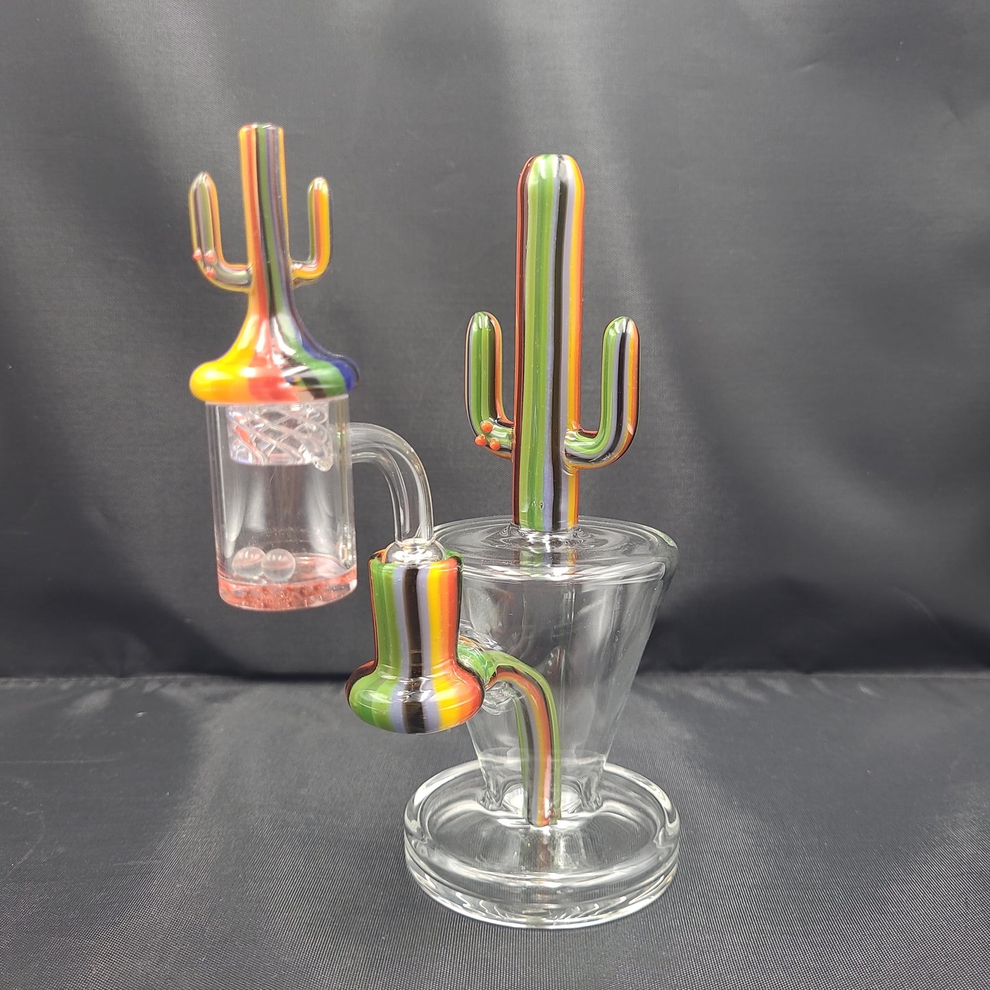 7.5" UV Color Striped Flowering Cactus Rig Matching Cactus Spin Cap Set