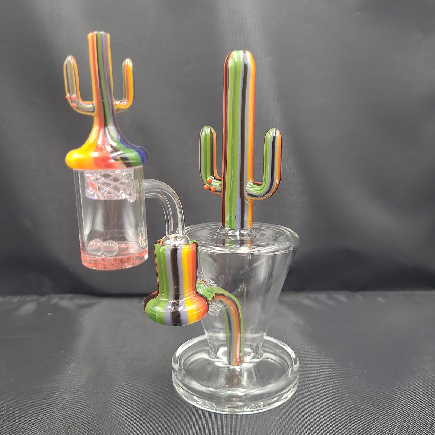 7.5" UV Color Striped Flowering Cactus Rig Matching Cactus Spin Cap Set