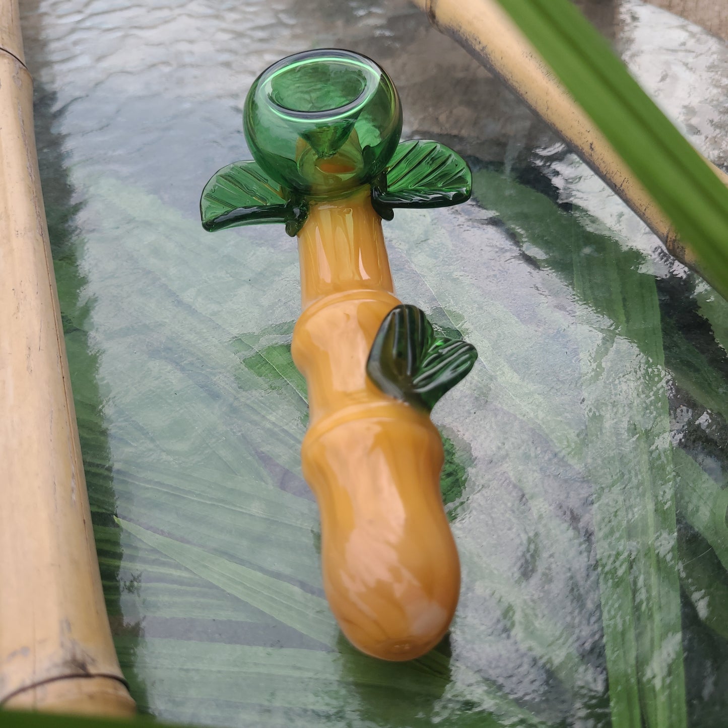 7" Leafy Bamboo Steamroller Pipe