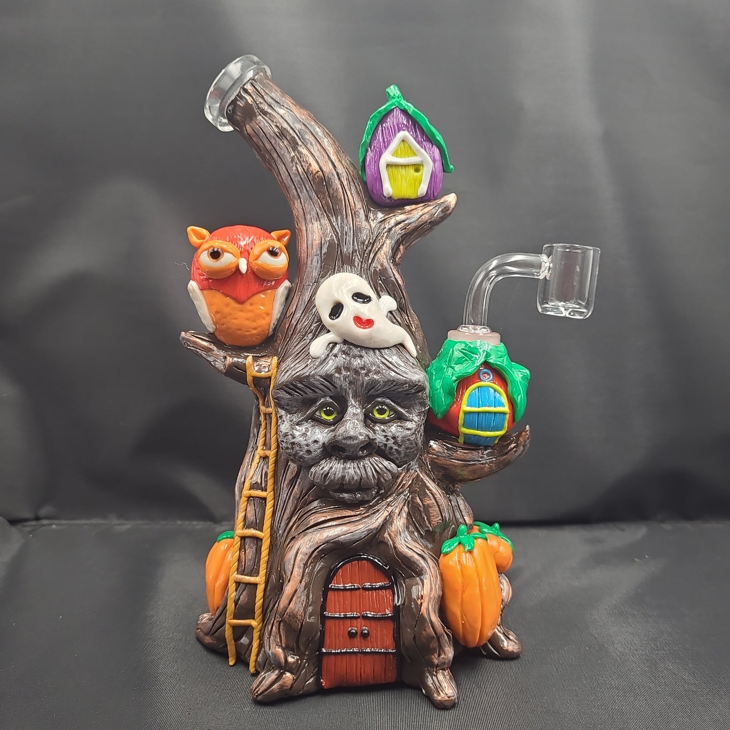 9" Haunted Treehouse Forest Glass Resin Rig