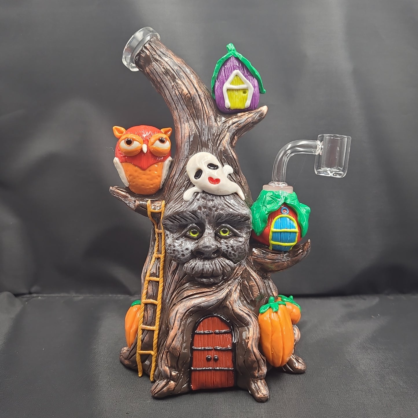 9" Haunted Treehouse Forest Glass Resin Rig