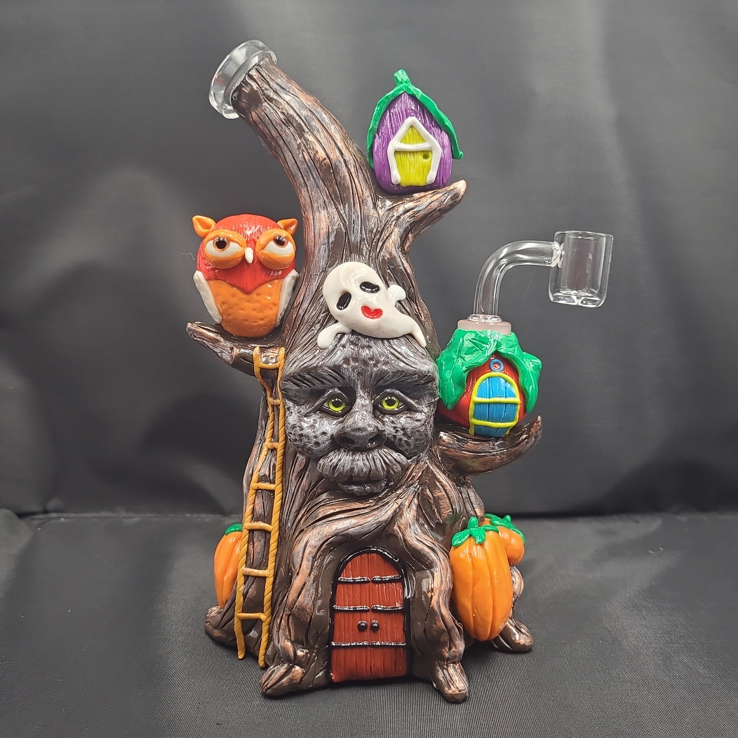 9" Haunted Treehouse Forest Glass Resin Rig