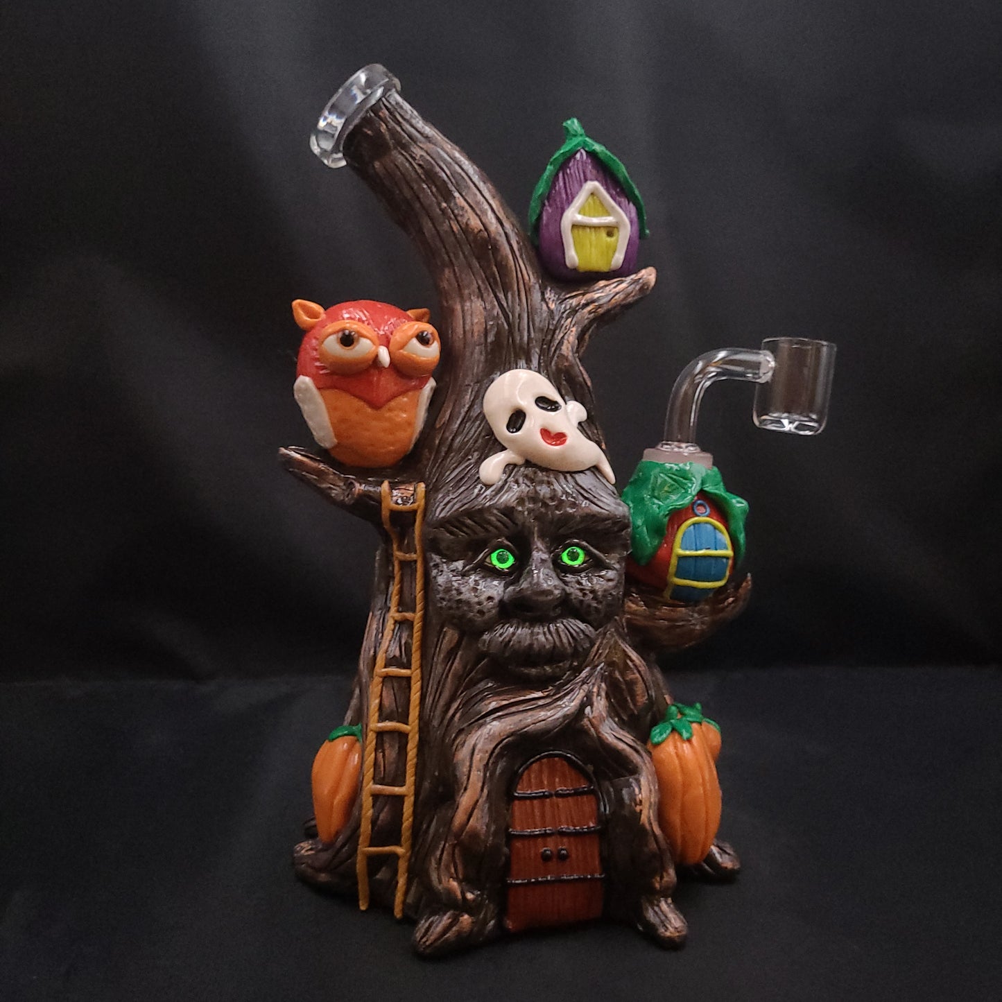 9" Haunted Treehouse Forest Glass Resin Rig