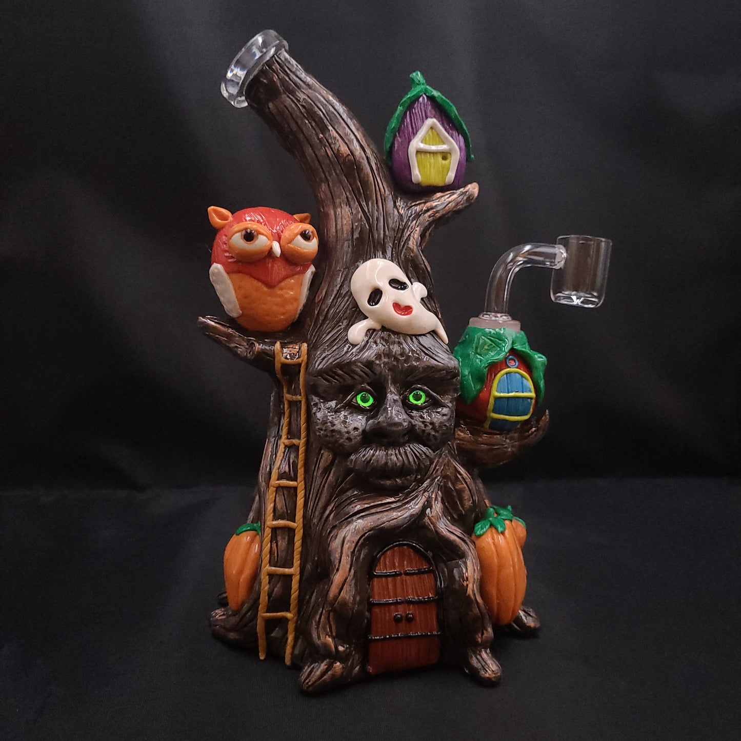 9" Haunted Treehouse Forest Glass Resin Rig