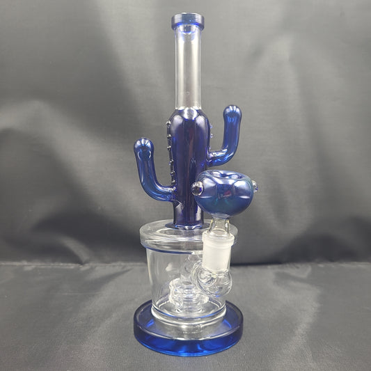 9" Blue Spikey Cactus w/ matching bowlhead