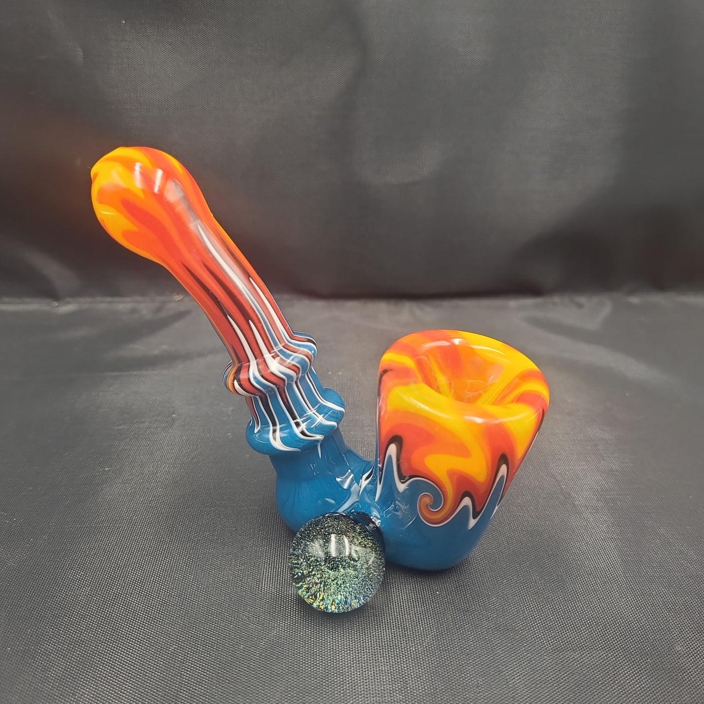 4.5" Wig Wag Dichro Marble Sherlock Glass Pipe