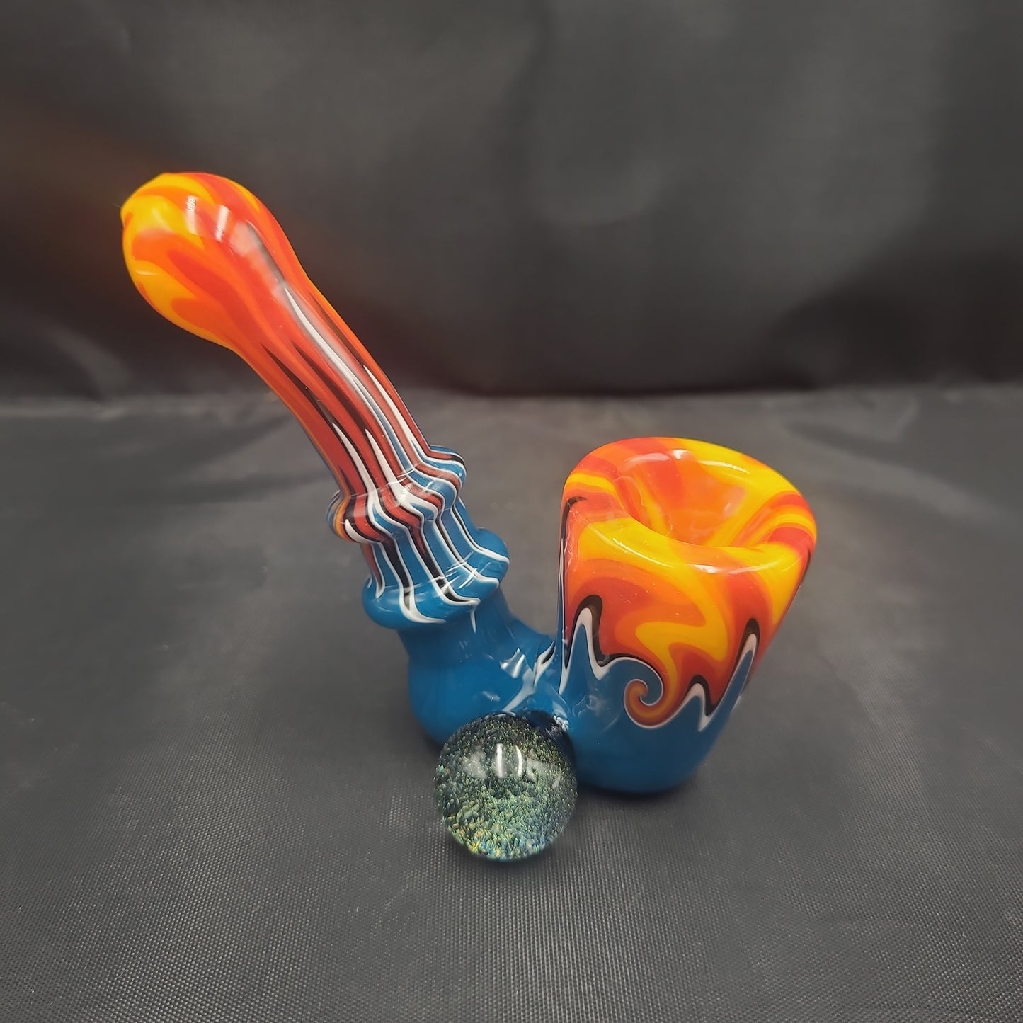 4.5" Wig Wag Dichro Marble Sherlock Glass Pipe