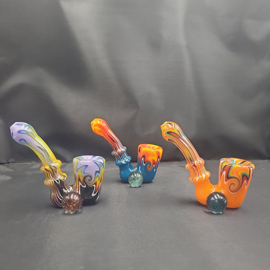 4.5" Wig Wag Dichro Marble Sherlock Glass Pipe