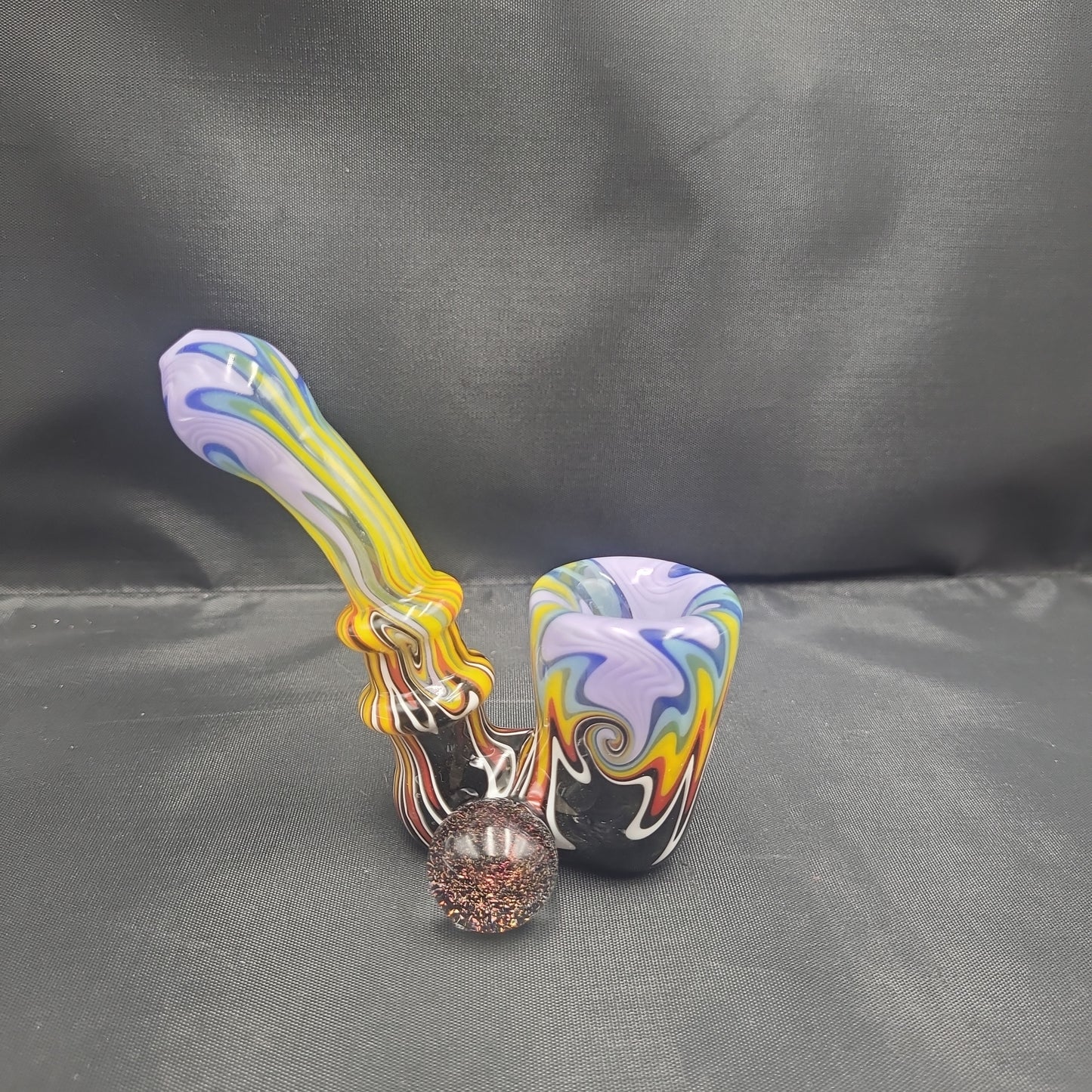 4.5" Wig Wag Dichro Marble Sherlock Glass Pipe