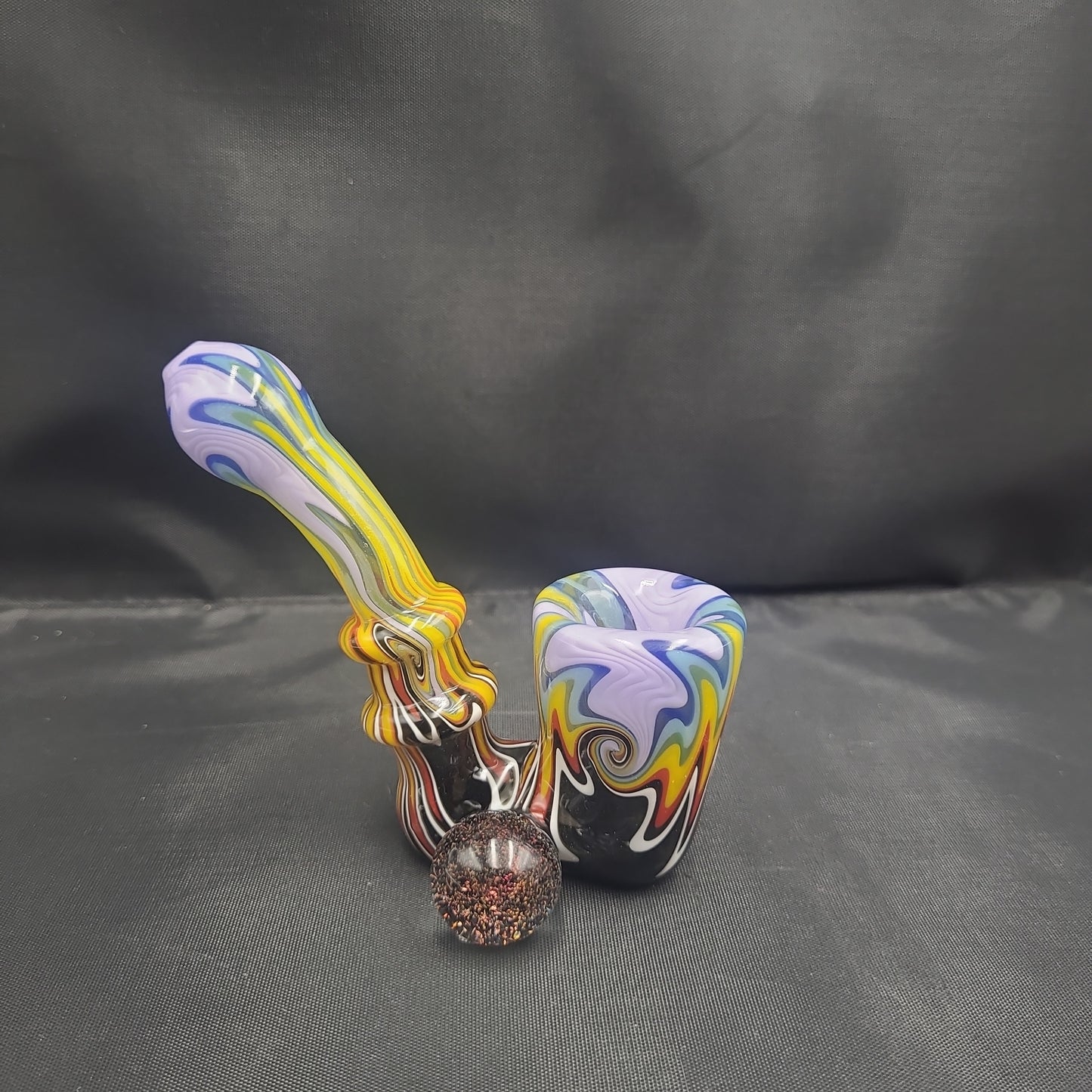 4.5" Wig Wag Dichro Marble Sherlock Glass Pipe