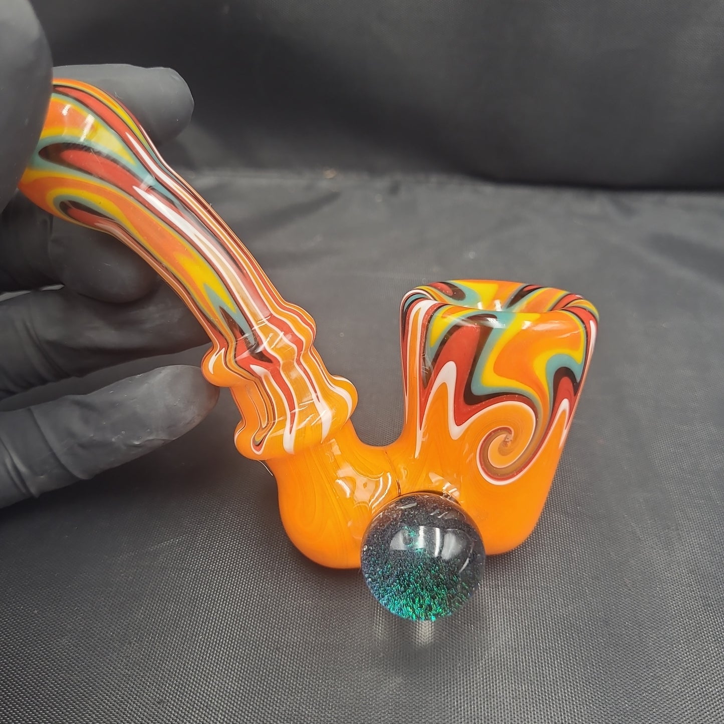 4.5" Wig Wag Dichro Marble Sherlock Glass Pipe