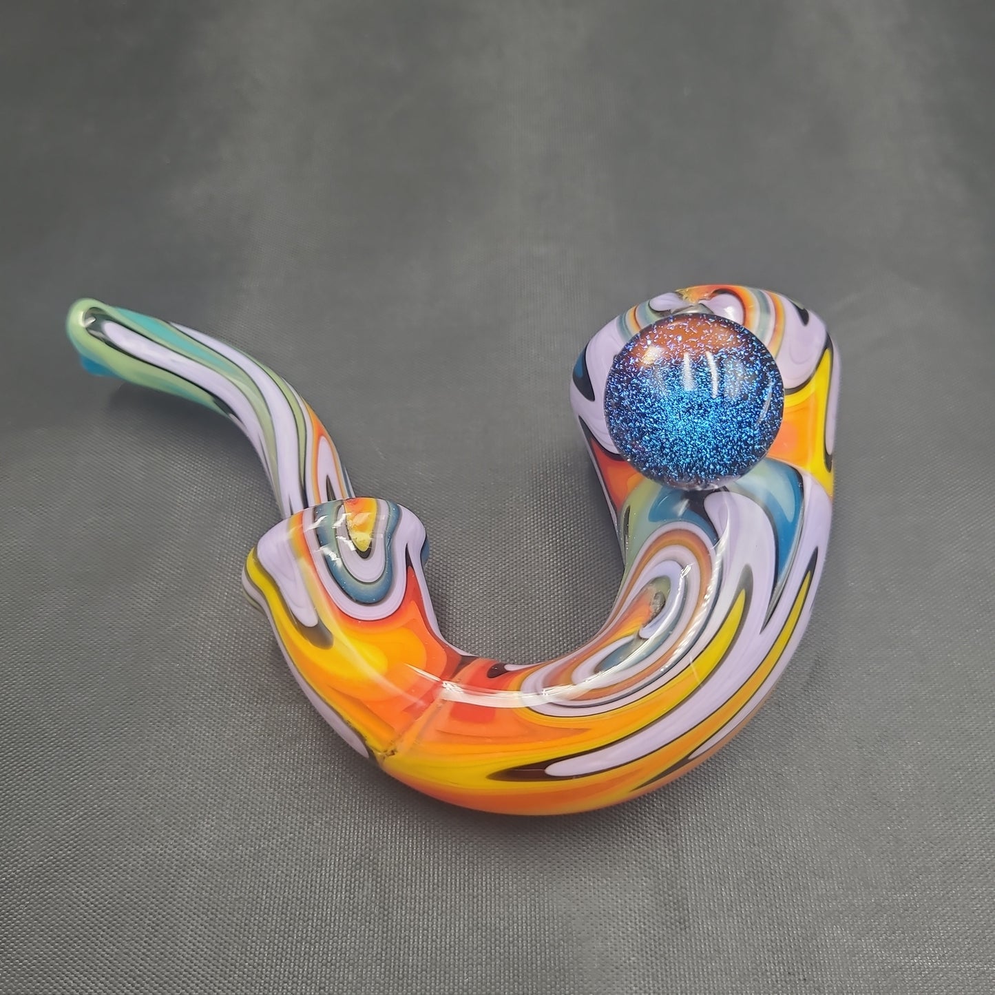 5" Trippy Wig Wag Marble Dichro Sherlock pipe