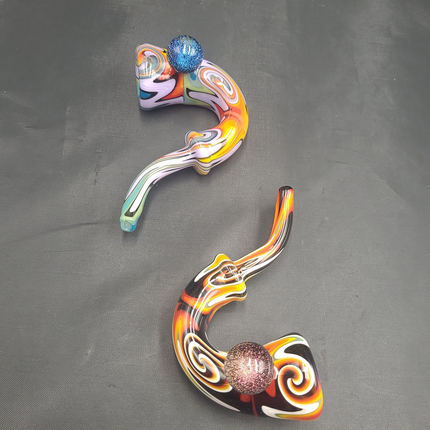 5" Trippy Wig Wag Marble Dichro Sherlock pipe