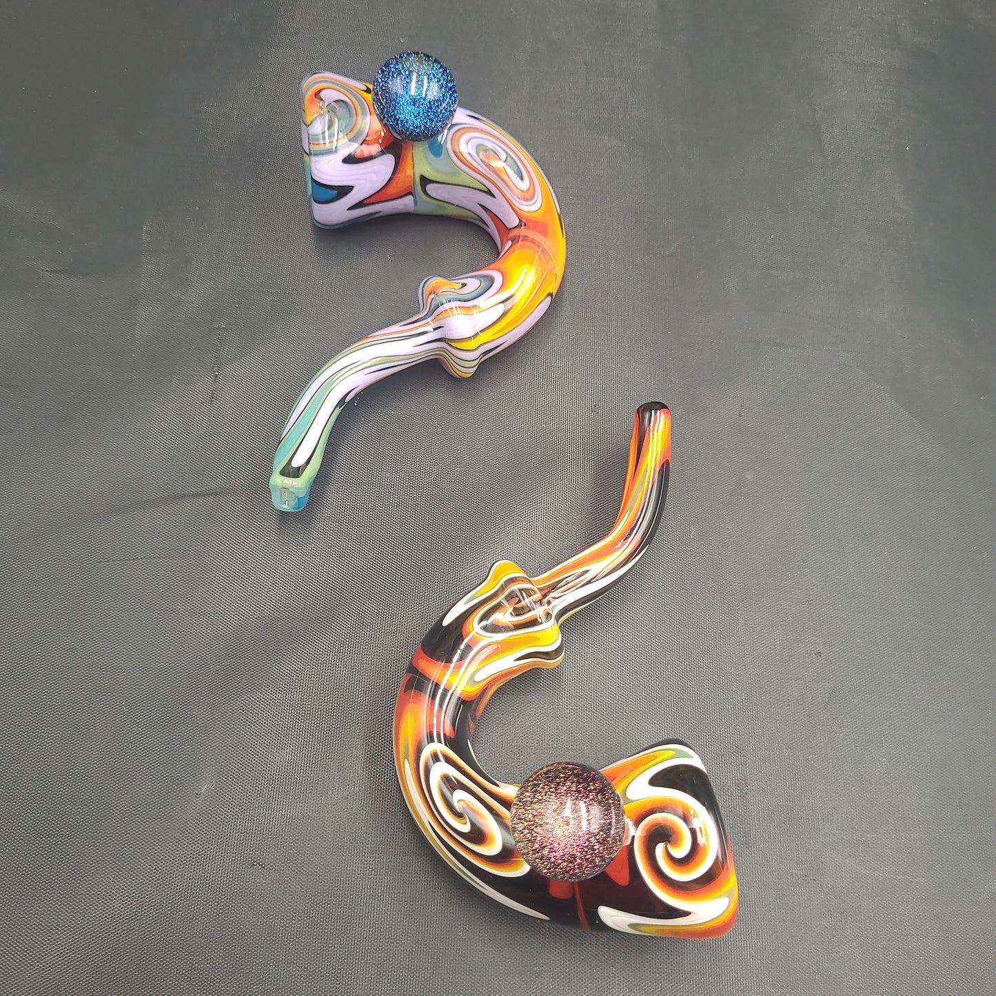 5" Trippy Wig Wag Marble Dichro Sherlock pipe