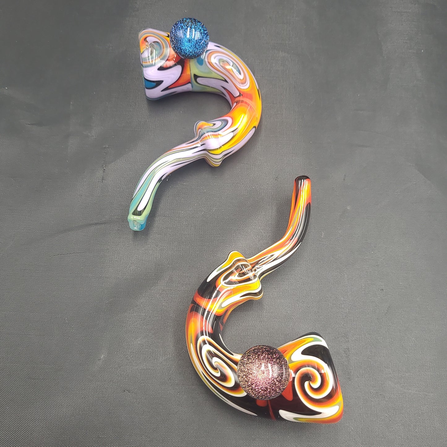 5" Trippy Wig Wag Marble Dichro Sherlock pipe