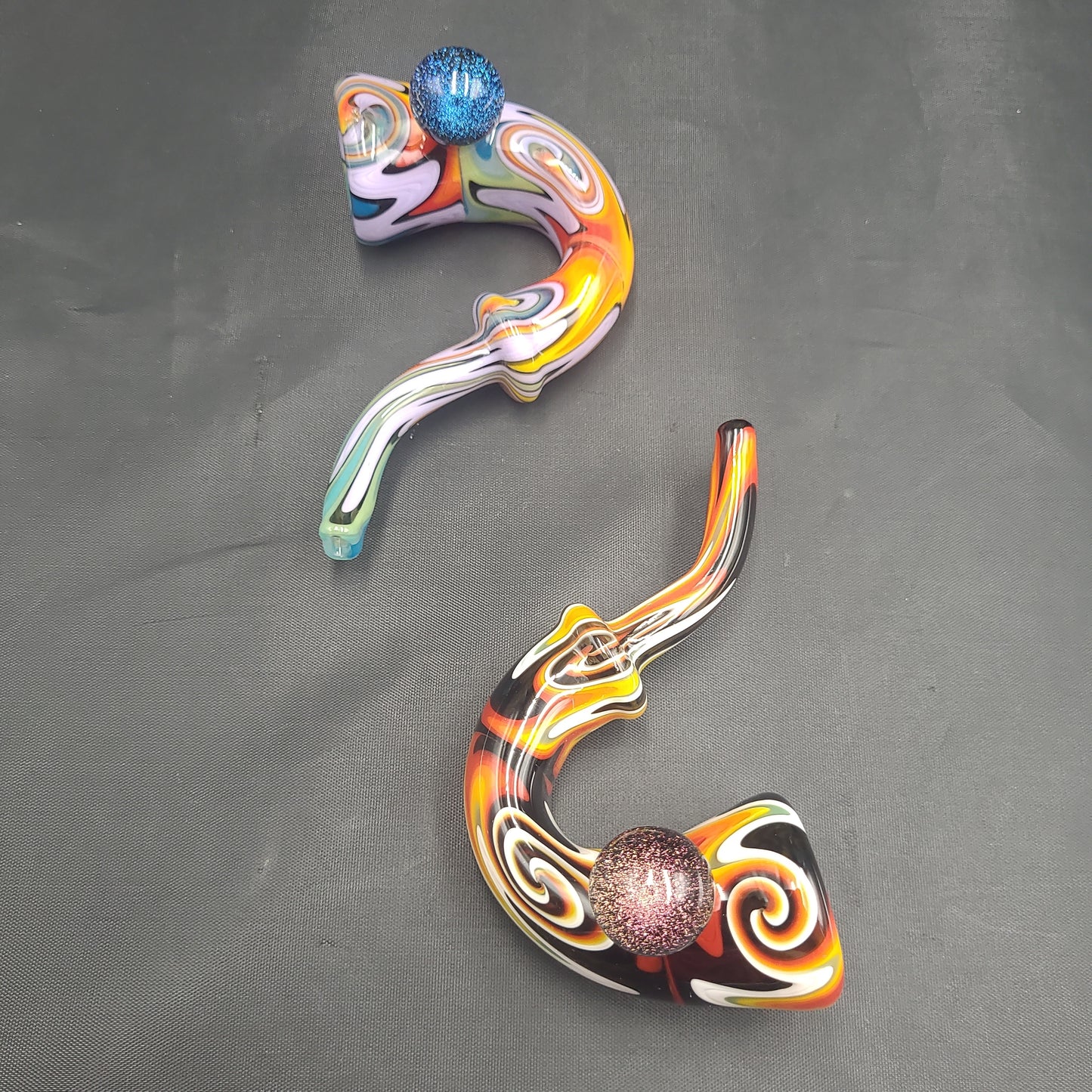 5" Trippy Wig Wag Marble Dichro Sherlock pipe