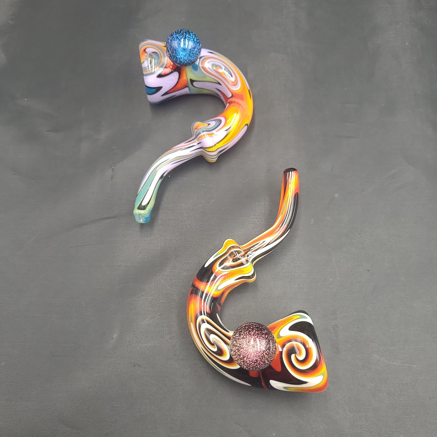 5" Trippy Wig Wag Marble Dichro Sherlock pipe