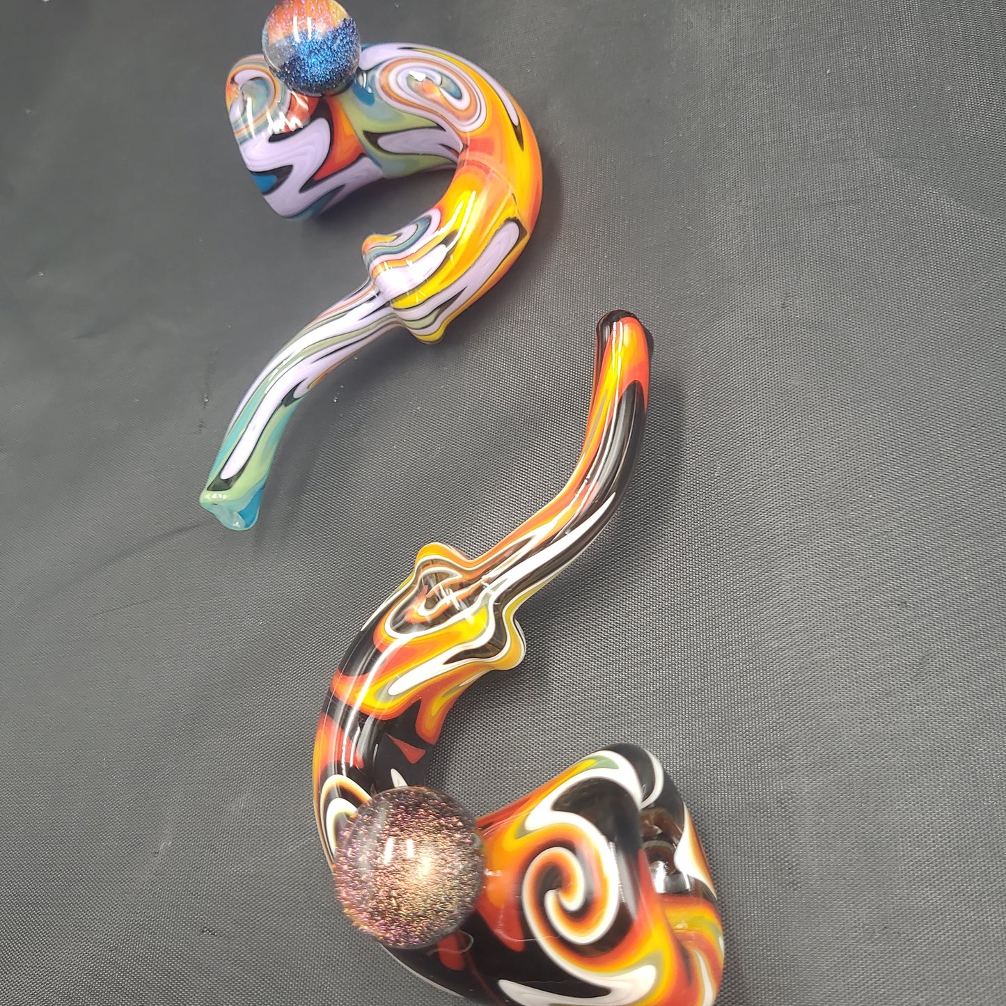 5" Trippy Wig Wag Marble Dichro Sherlock pipe