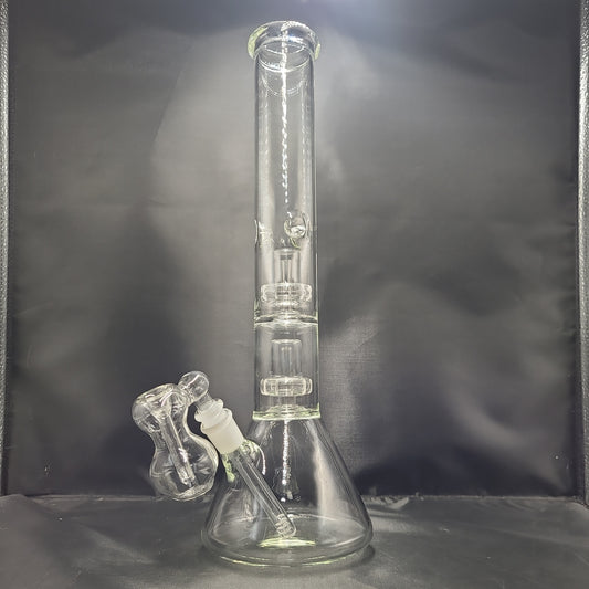 16" Clear Double Perc Chamber Beaker w/ Bubbler Ash Cather waterpipe set