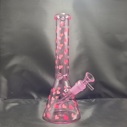 11" Valentines Hearts Beaker Water pipe