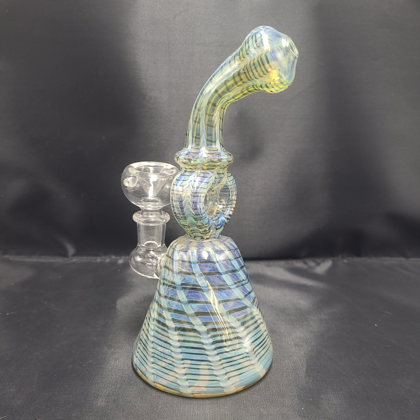 7" Golden Fumed Donut Bent Neck beaker water pipe