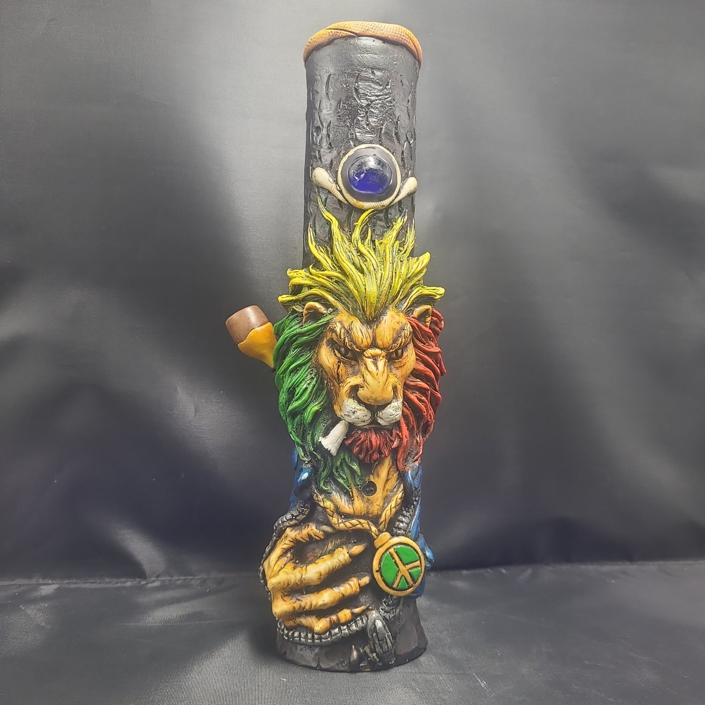 12" Wood Resin w/ Irredecant Marble Waterpipe