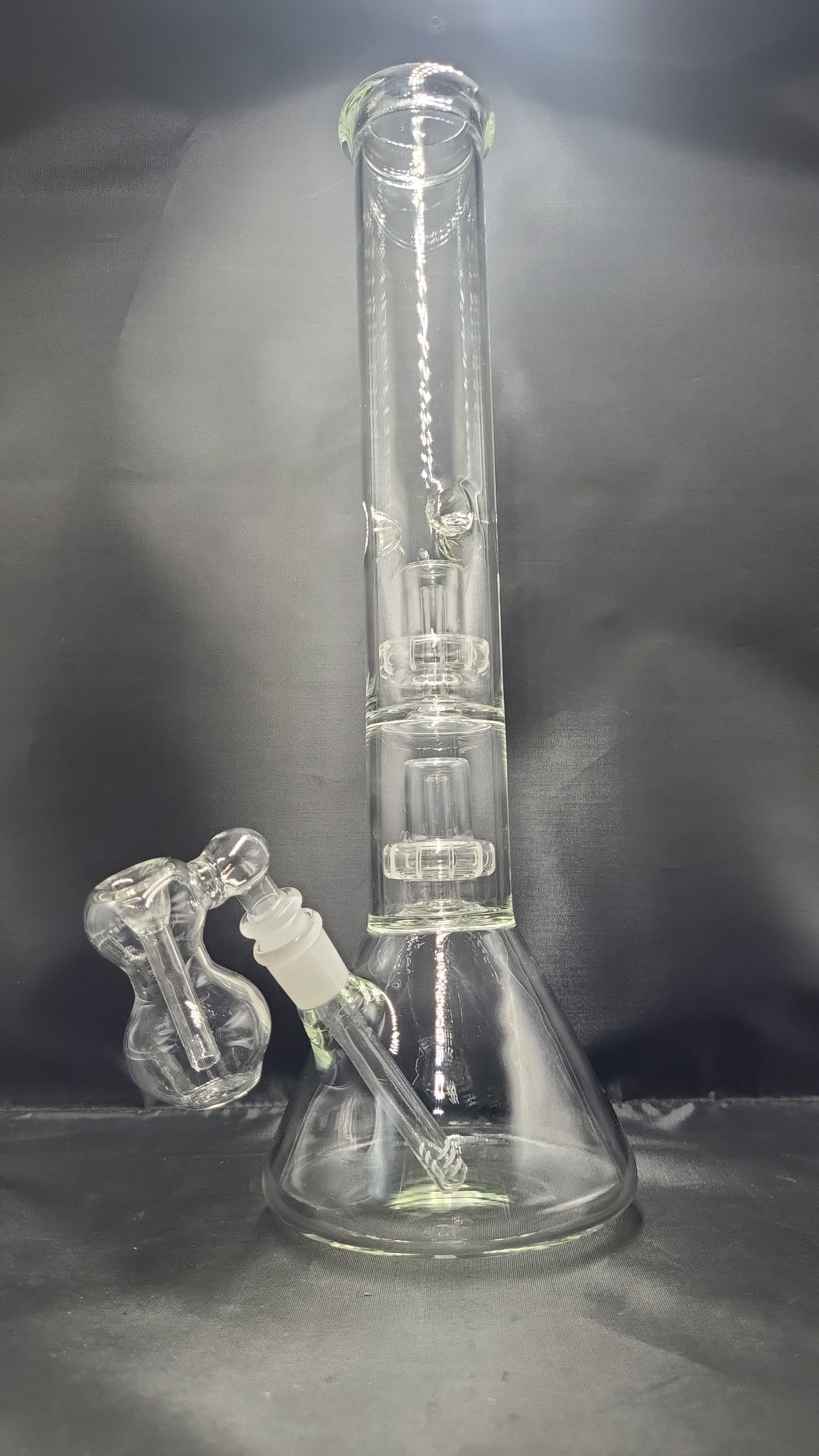 16" Clear Double Perc Chamber Beaker w/ Bubbler Ash Cather waterpipe set