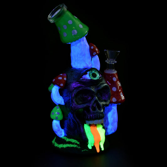 9.5" Pulsar Rainbow Puking Skull Water Pipe