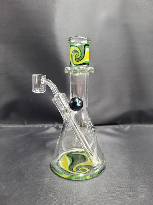 6.5" AUGY Green Wavy Dichro waterpipe dab rig