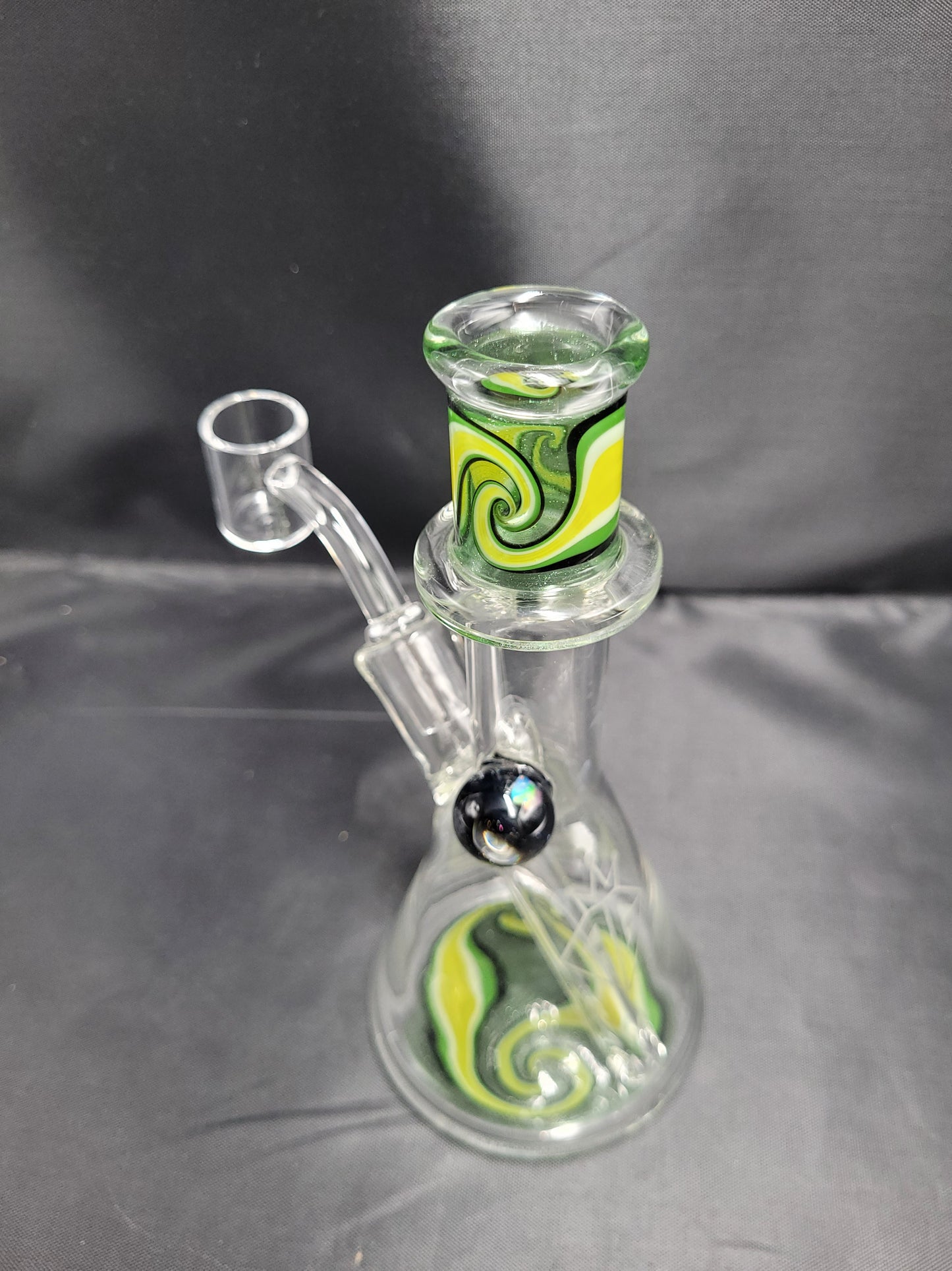 6.5" AUGY Green Wavy Dichro waterpipe dab rig