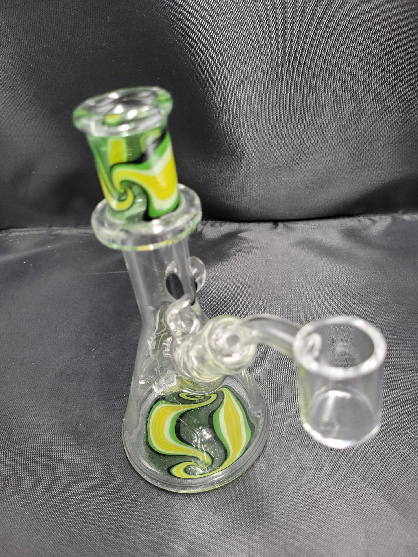 6.5" AUGY Green Wavy Dichro waterpipe dab rig